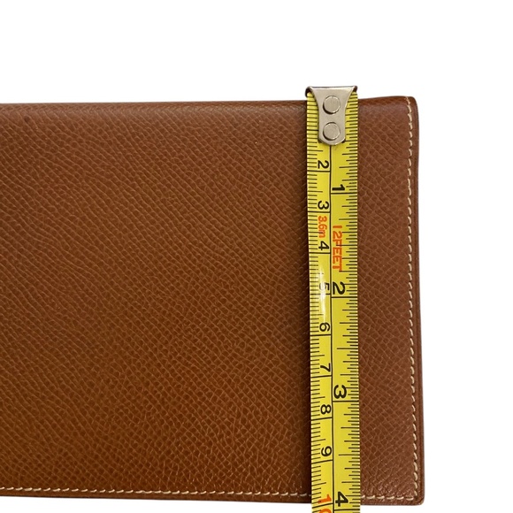 Authentic Hermès Bifold Long Wallet + Agenda Holder w/ COA in Gold (Camel Brown) - Picture 14 of 15